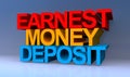 Earnest money deposit on blue Royalty Free Stock Photo