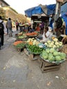 Street Vendors, Vegetable seller. Royalty Free Stock Photo