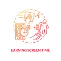 Earning screen time concept icon Royalty Free Stock Photo