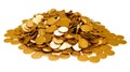 Earnings. Heap of golden coins isolated