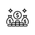 Black line icon for Earnings, stipend and salary