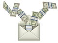 Earnings and money transfer - dollars in envelope Royalty Free Stock Photo