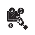 Earnings online black vector concept icon. Earnings online flat illustration, sign Royalty Free Stock Photo