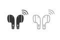 Earphone bluetooth icon set design. Earphone icon in modern flat style design. Vector Royalty Free Stock Photo