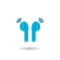 Earphone bluetooth icon with shadow