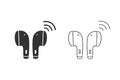 Earphone bluetooth line icon set design. Earphone icon in modern flat style design. Vector illustration