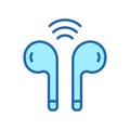 Earphone Color Line Icon. Wireless Headphone Sign. Portable Ear Phone for Listening to Music Outline Symbol. Earbud