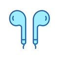 Earphone Color Line Icon. Wireless Headphone Sign. Portable Ear Phone for Listening to Music Outline Symbol. Earbud