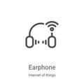 earphone icon vector from internet of things collection. Thin line earphone outline icon vector illustration. Linear symbol for