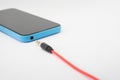 Earphone jack to smartphone Royalty Free Stock Photo