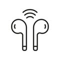 Earphone Line Icon. Wireless Headphone Linear Sign. Portable Ear Phone for Listening to Music Outline Symbol. Earbud Royalty Free Stock Photo