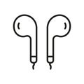 Earphone Line Icon. Wireless Headphone Linear Sign. Portable Ear Phone for Listening to Music Outline Symbol. Earbud