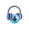 earphones audio device technology vector ilustration