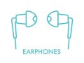 Earphones icon, flat line style vector illustration. Royalty Free Stock Photo