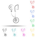 Earphones multi color set icon. Simple thin line, outline vector of fitness icons for ui and ux, website or mobile application Royalty Free Stock Photo