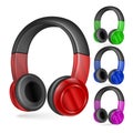 Earphones Realistic Colored Set