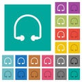 Earphones square flat multi colored icons