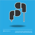 Earphones vector icon eps 10. Simple isolated illustration Royalty Free Stock Photo