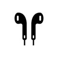 Earphones vector icon isolated on white background. Royalty Free Stock Photo