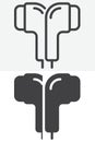 Earphones vector icon set in outline and solid style Royalty Free Stock Photo