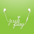 Earphones wireless and remote, earbud type white color and just play text made from cable
