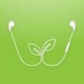 Earphones wireless and remote, earbud type white color and Leaf