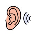 Earplugs Color icon. Silicone, foam safety ear plug. Noise protection tool. Sleeping accessory. Vector on isolated white