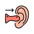 Earplugs Color icon. Silicone, foam safety ear plug. Noise protection tool. Sleeping accessory. Vector on isolated white