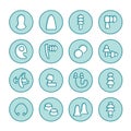 Earplugs flat line icons. Healthy sleep without snore, ear safety illustrations. Thin signs for medical store