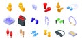 Earplugs icons set isometric vector. Ear device