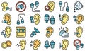 Earplugs icons set vector flat