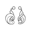 Earring Icon hand draw black colour mother day logo symbol perfect