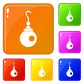 Earring icons set vector color