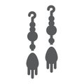 Earring pair glyph icon, jewellery and accessory, long earrings sign, vector graphics, a solid pattern on a white