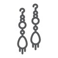 Earring pair line icon, jewellery and accessory, long earrings sign, vector graphics, a linear pattern on a white
