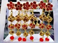 Earring red & golden colour