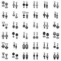 Earring vector illustration set, solid style icon Royalty Free Stock Photo