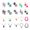 Earrings, eardrops and necklace icons