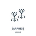 earrings icon vector from wedding collection. Thin line earrings outline icon vector illustration