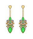 Earrings jewelry design modern art fancy gems. Royalty Free Stock Photo
