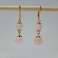 Rose quartz earrings. Royalty Free Stock Photo