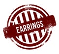 earrings - red round grunge button, stamp