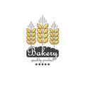 Ears of cereals bakery vector logo, concept for organic products Royalty Free Stock Photo