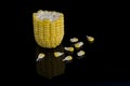 Ears sweet corn isolated on black background