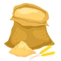 Ears and wheat bag, isolated vector illustration. Sack of flour icon. Flat illustration of sack of flour. Royalty Free Stock Photo