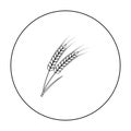 Ears of wheat pasta icon in outline style isolated on white background. Types of pasta symbol stock vector illustration. Royalty Free Stock Photo