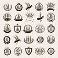 Ears of wheat and rye label and element set. Vector Royalty Free Stock Photo