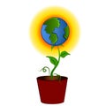 Earth as Flower In Pot Clipart