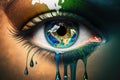 Earth as an Iris in Tears in Generative AI Art - A Powerful Message Royalty Free Stock Photo