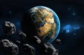 Earth with Asteroid Royalty Free Stock Photo